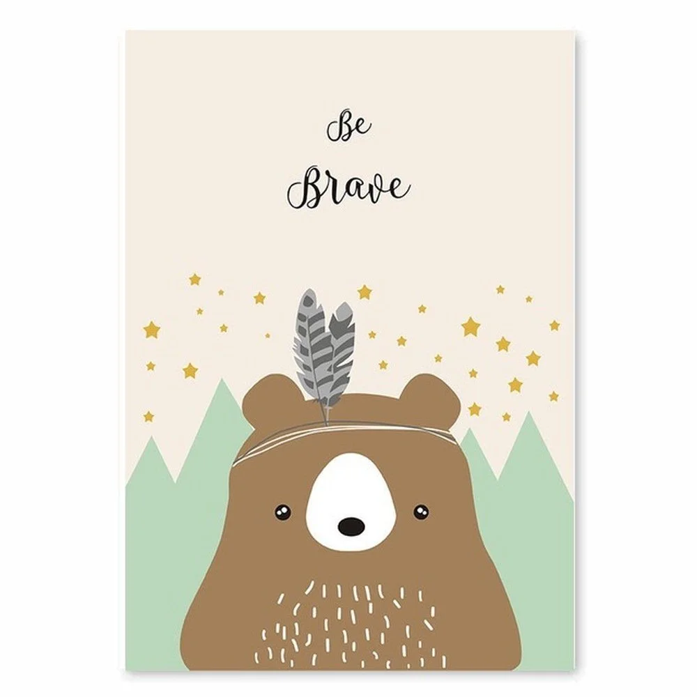 Kinderzimmer Poster-Set „Waldtiere“ – 4er-Set, A4